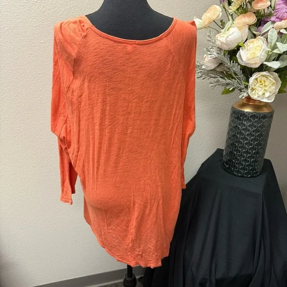 Reba Woman 3X Orange Boho Medallion Print Long Sleeve V-Neck Top Fall - Picture 3 of 9